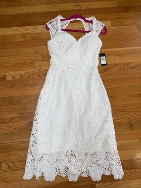 GUESS White Lace Midi Dress